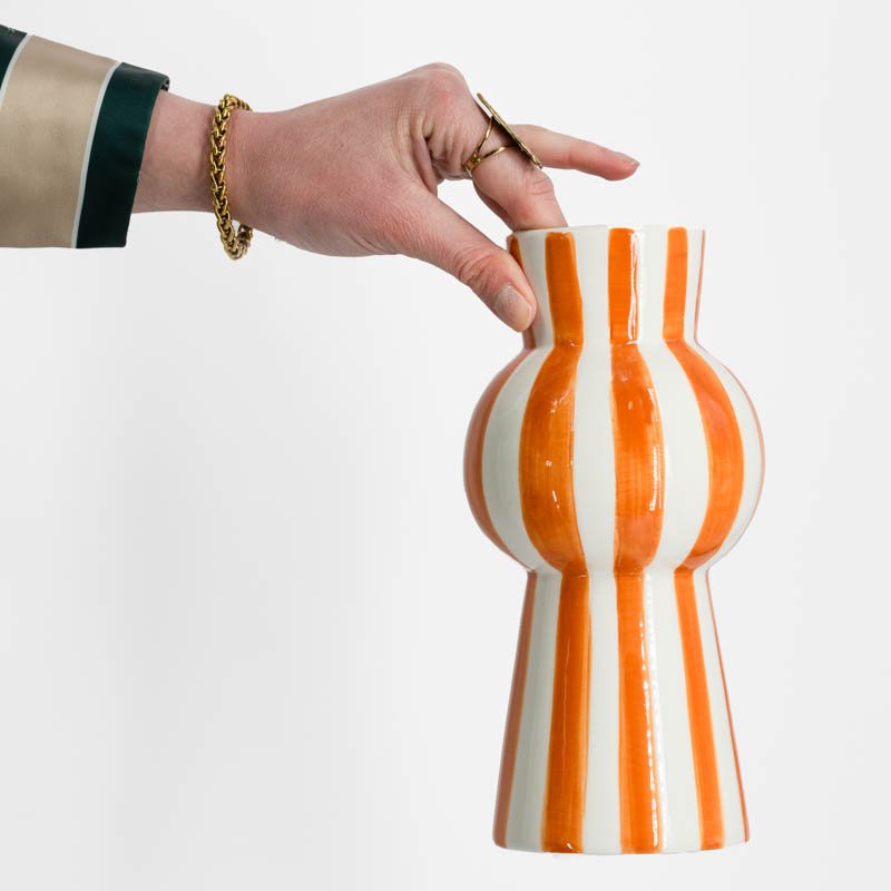 Luma Vaas Keramiek Stripes Oranje