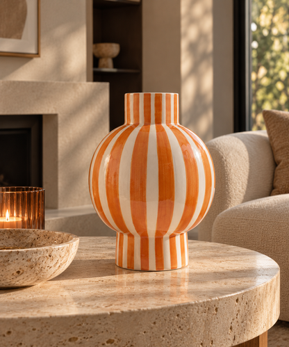 Lina Vaas Keramiek Orb Striped