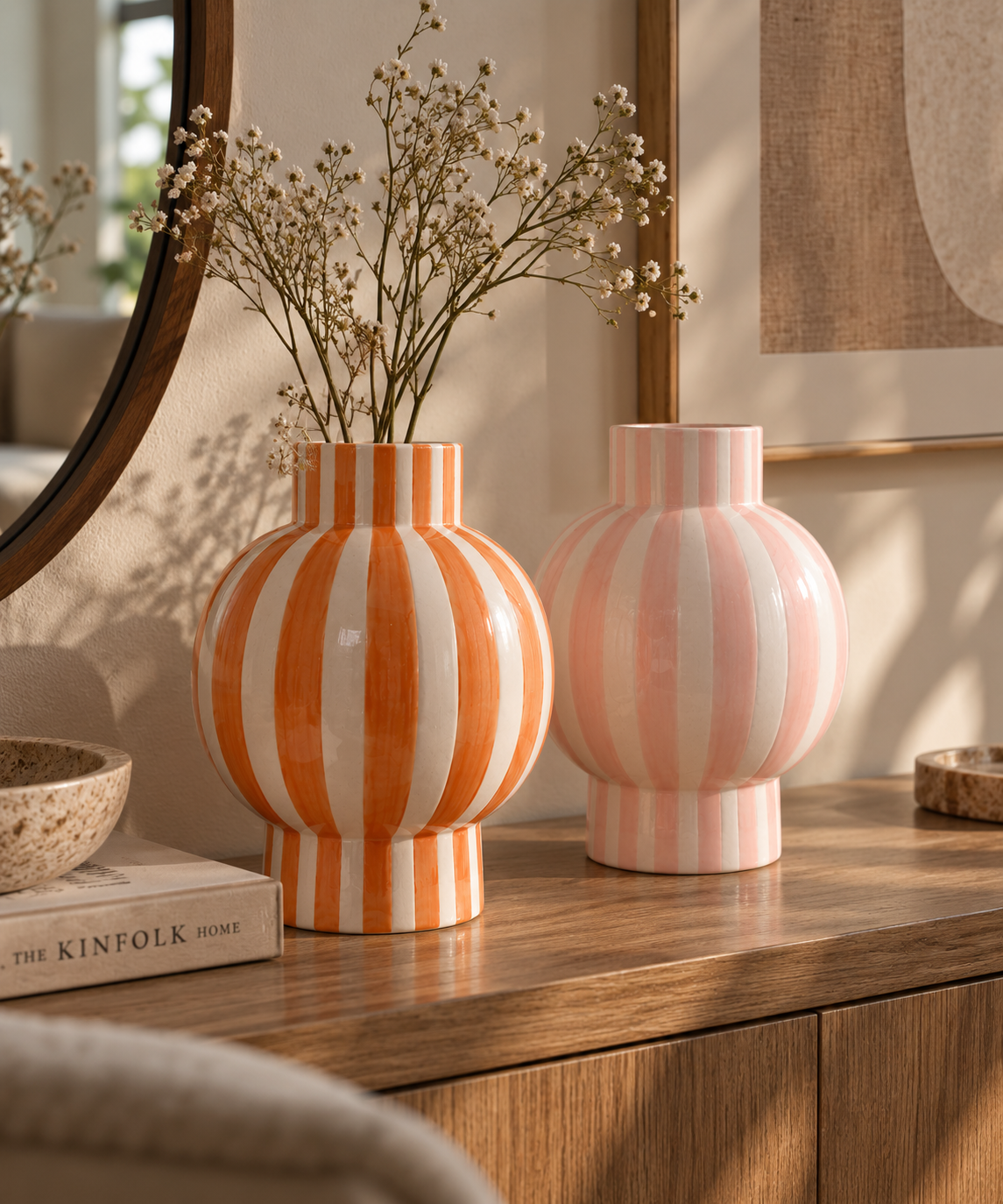 Lina Vaas Keramiek Orb Striped