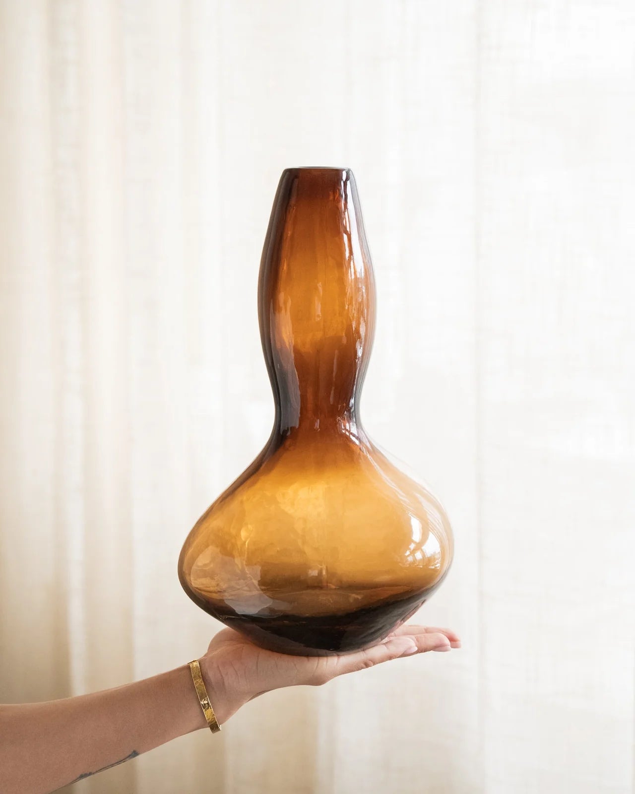 DECO VAAS SUNA GLASS BROWN