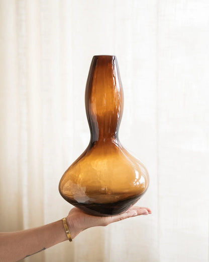 DECO VAAS SUNA GLASS BROWN
