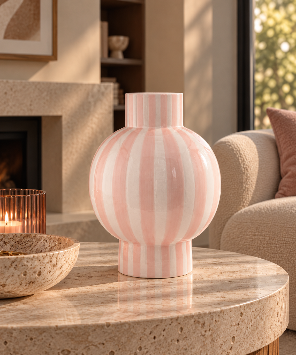 Lina Vaas Keramiek Orb Striped